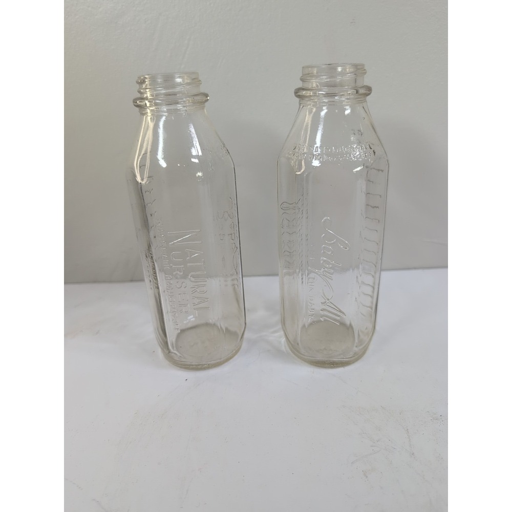 Baby Bottles Vintage Natural Nurser Baby All All‎ For The Baby Embossed Set Of 2